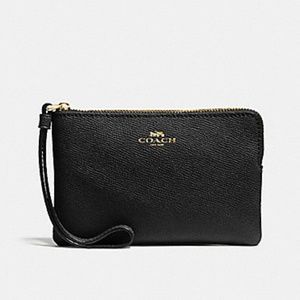 COACH Small Corner Zip Wristlet In Black